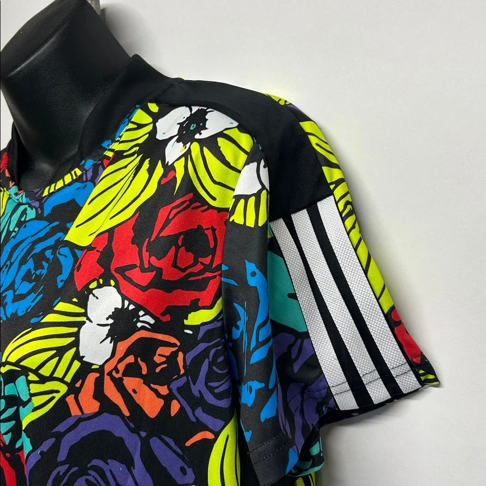 Adidas tiro Black and Multicolor Shirt size medium floral soccer jersey kids